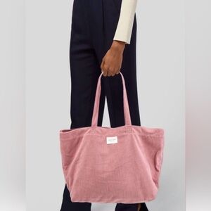 Sezane Dusty Rose Corduroy Tote Bag